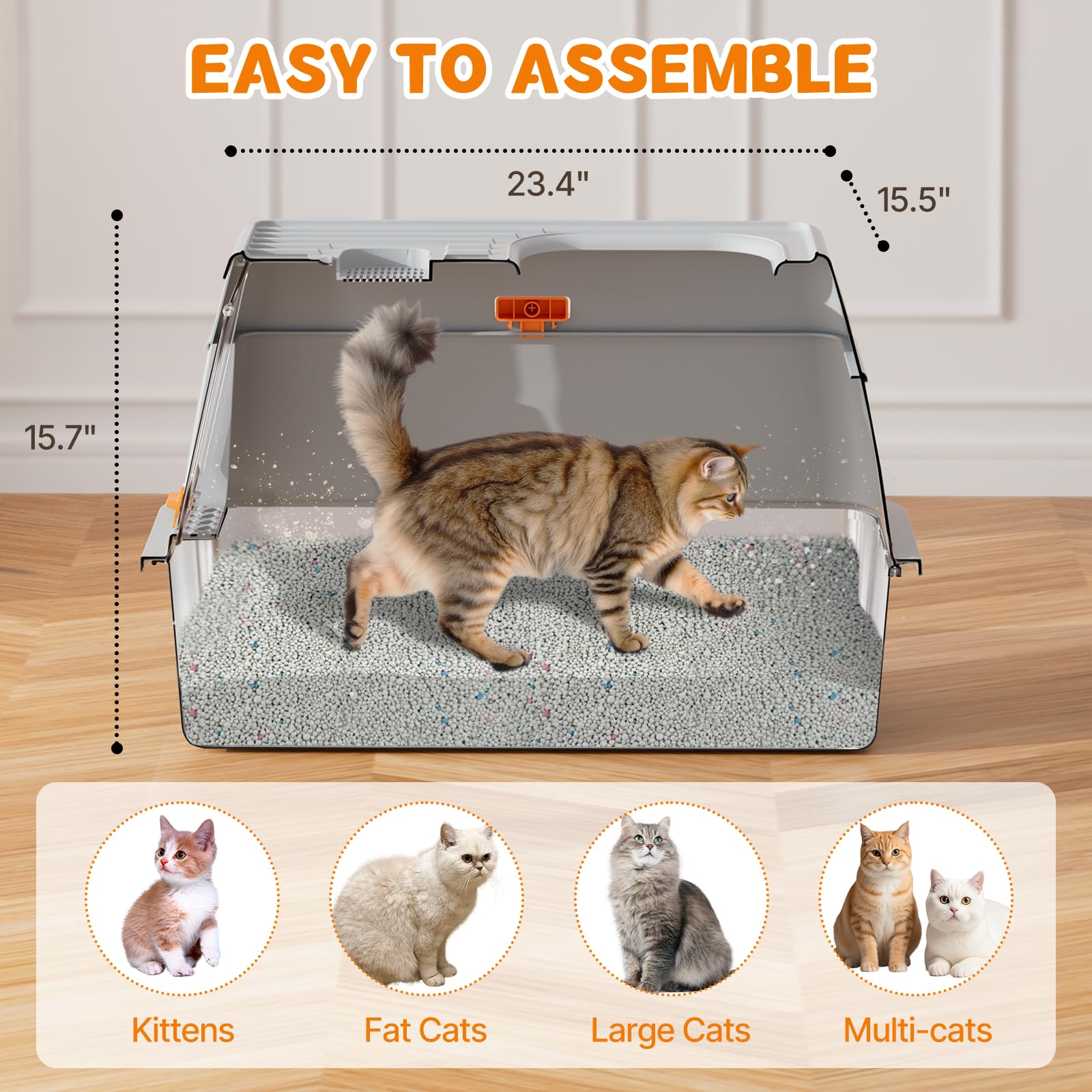fitrobust caja-litter acero inoxidable, tapa, control de olores