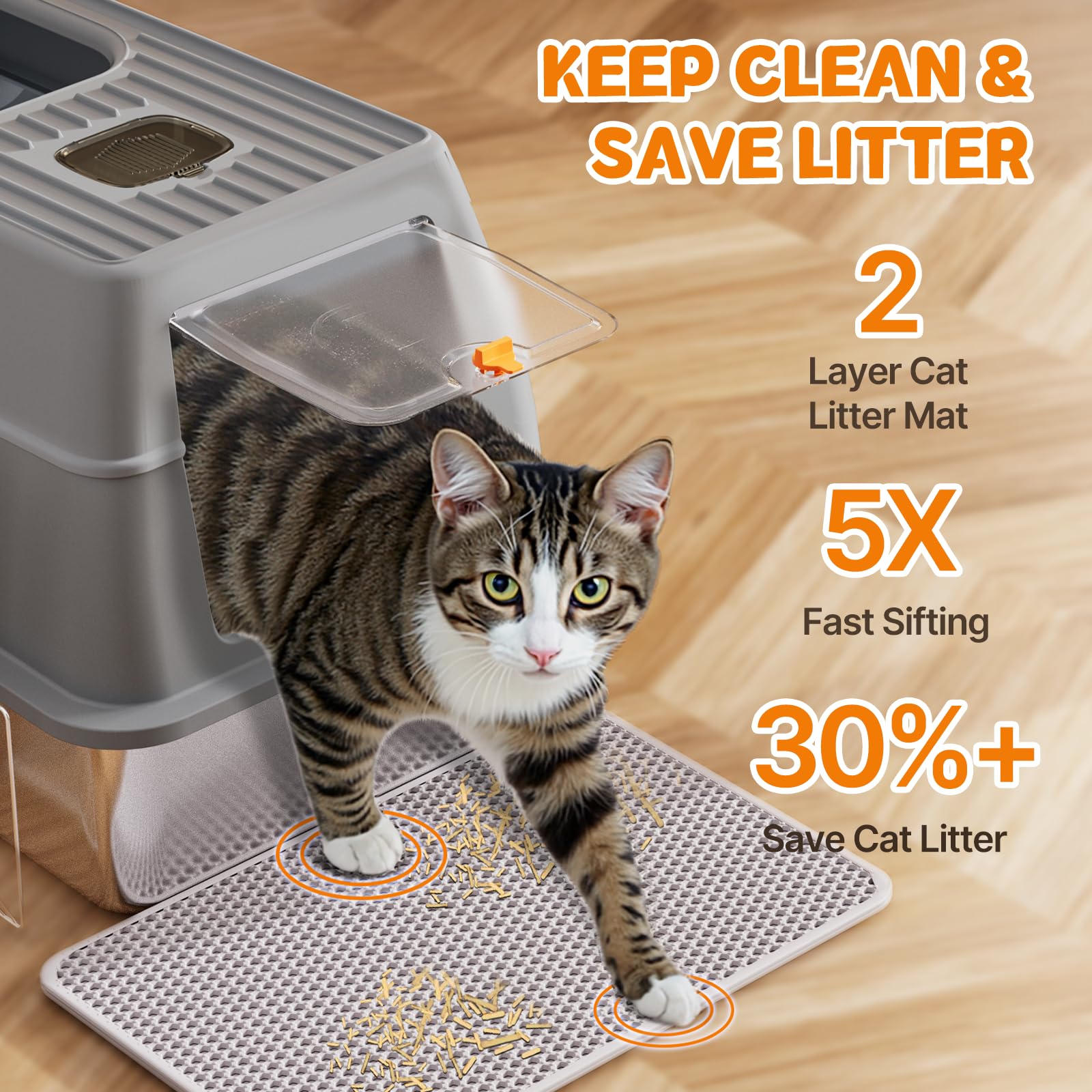 fitrobust caja-litter acero-inoxidable-profundidad seis pulgadas