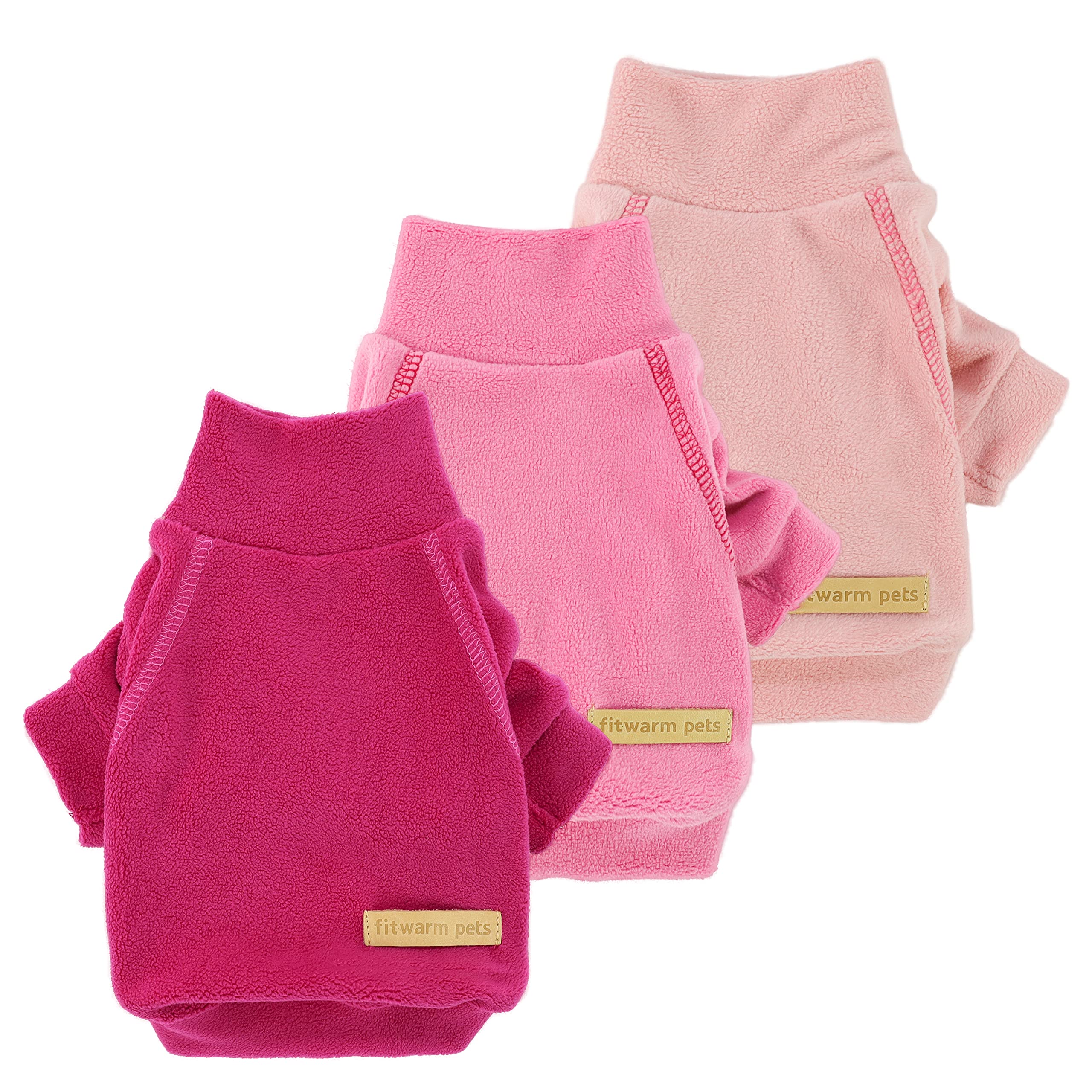 Fitwarm 3-pack sudaderas polar para mascotas en rosa, ideal para paseos.