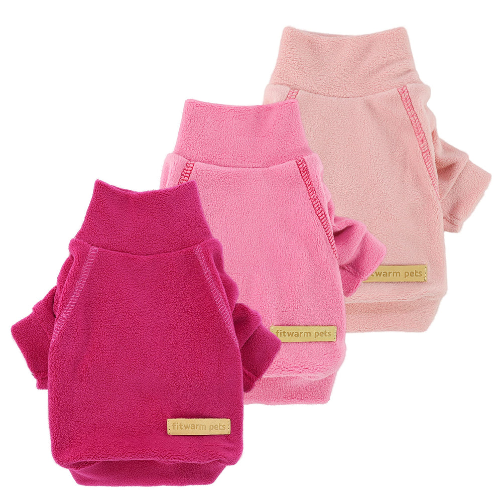 Fitwarm 3-pack sudaderas polar para mascotas en rosa, ideal para paseos.