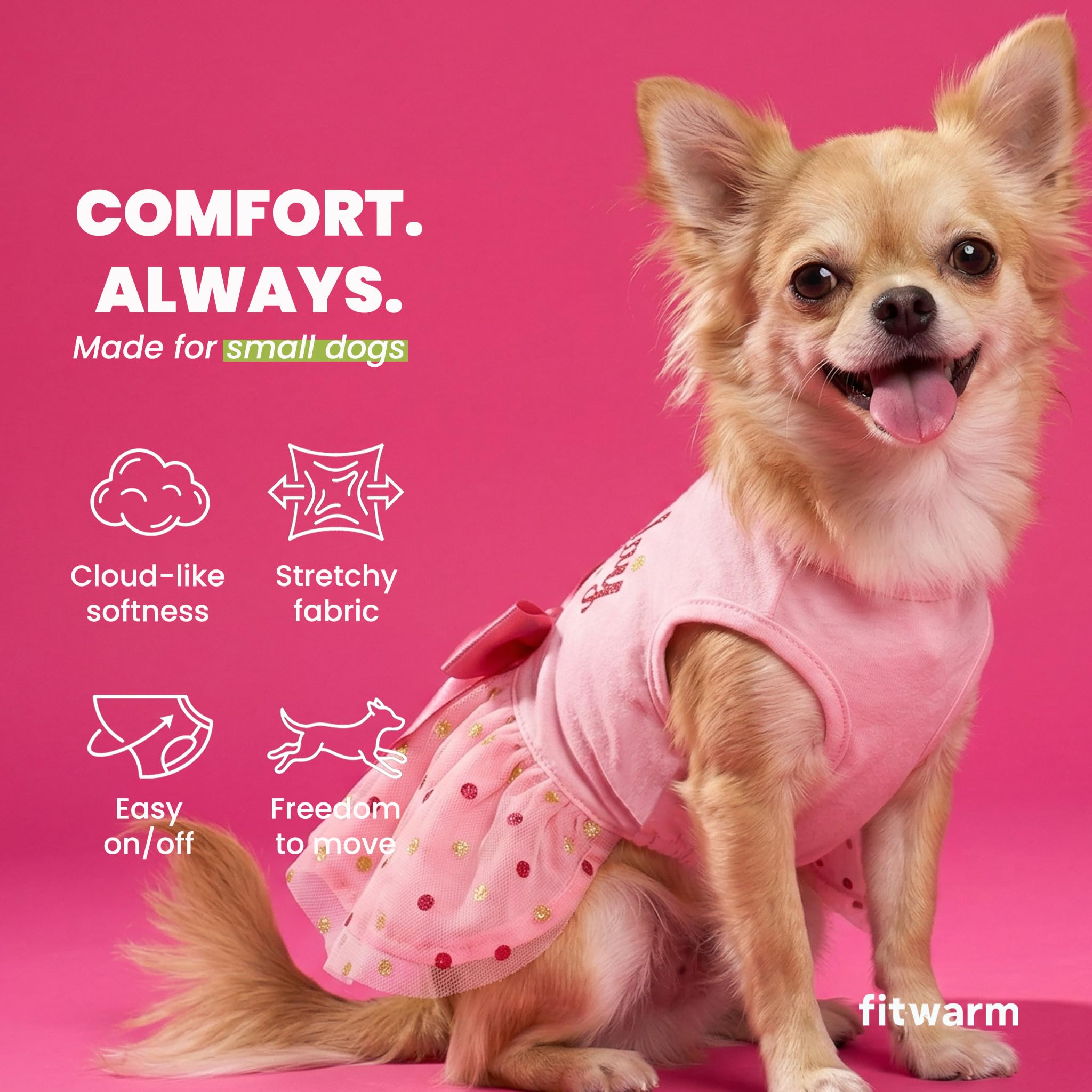 Robe Fitwarm anniversaire chien rose noeud détail chic 2.