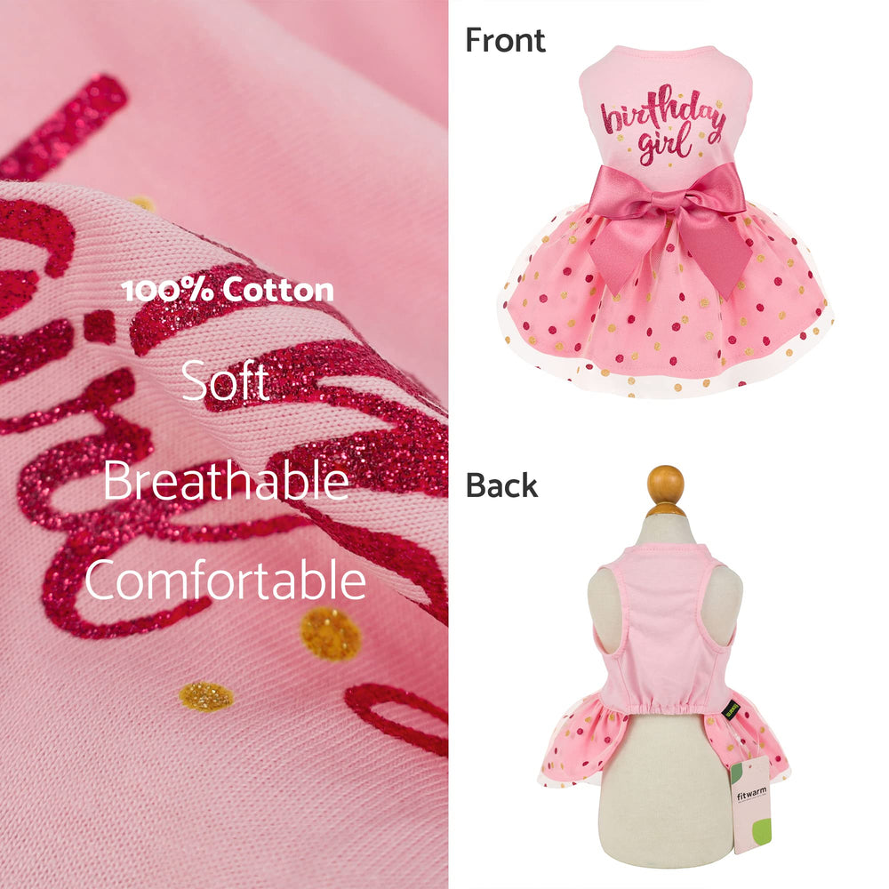 Robe Fitwarm anniversaire chien rose paillettes, brillance charmante pour fêtes.