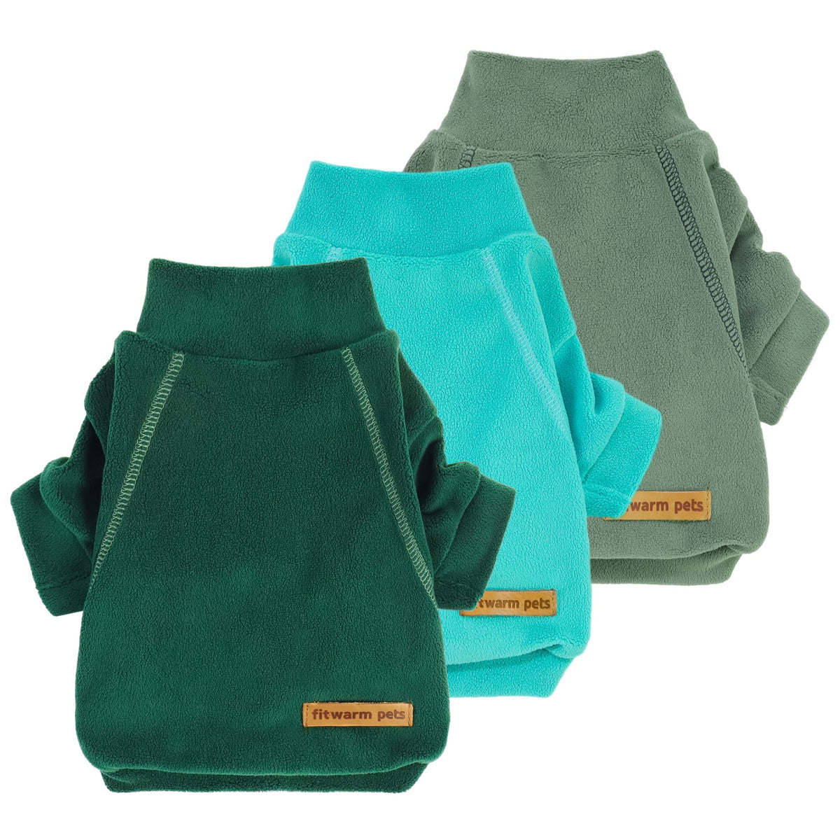 Fitwarm tres-pack sudadera felpa cuello alto frente, ideal para abrigar a tu mascota