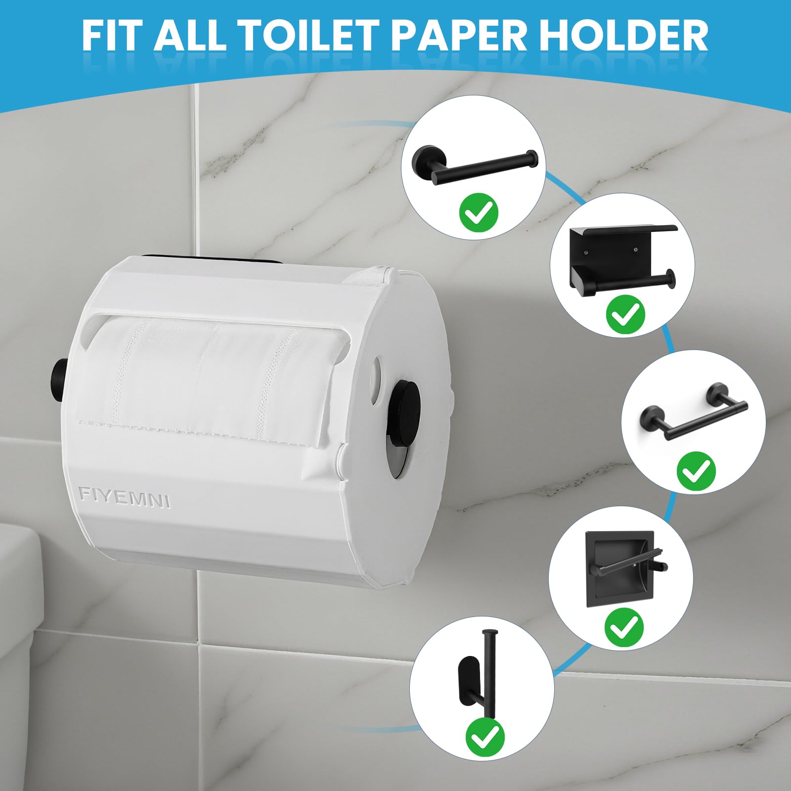 Accesorio de baño FIYEMNI blanco que protege el rollo de forma práctica
