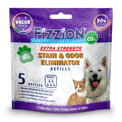 Fizzion: empaque de tabletas de fuerza extrema para manchas de mascotas.