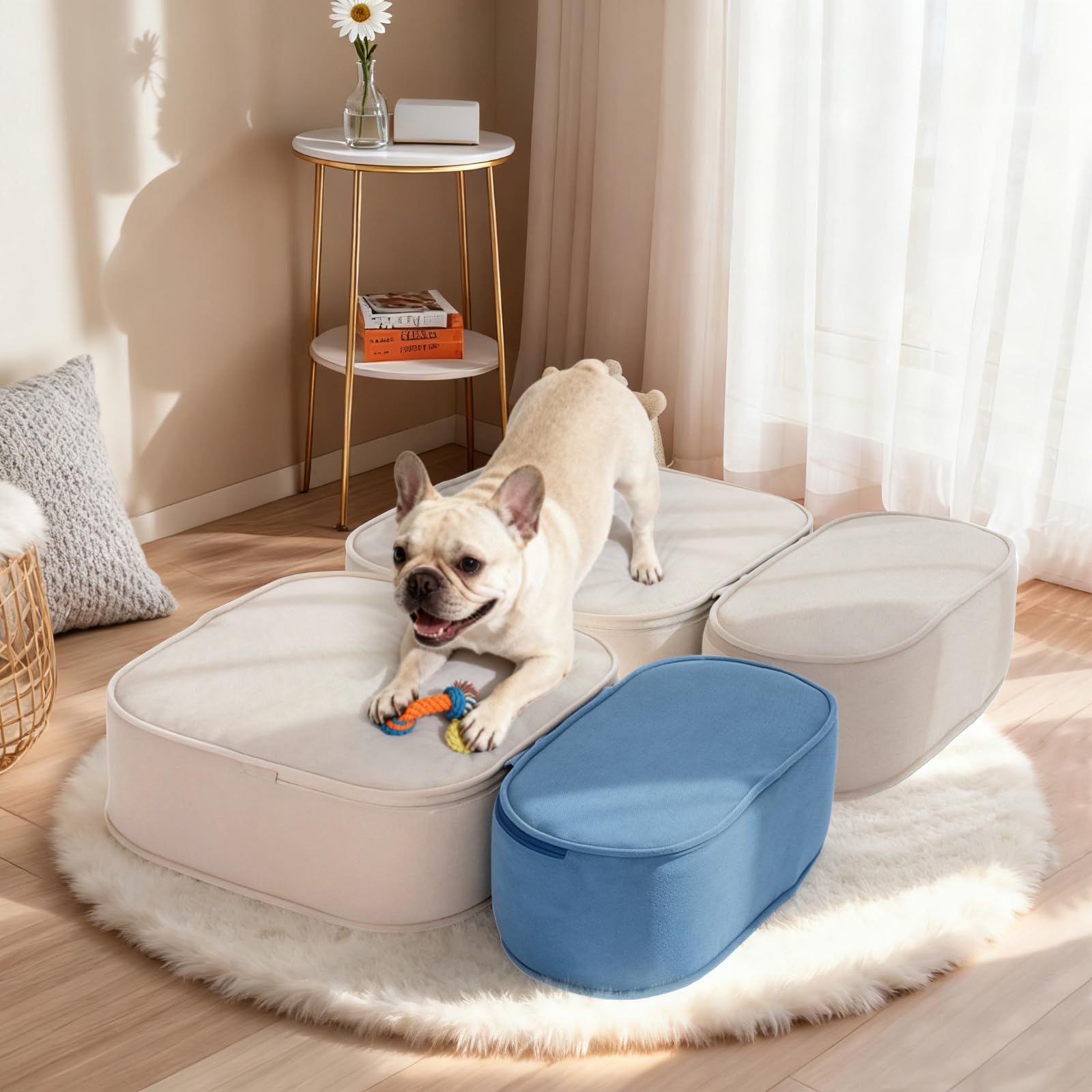 FKSLIFE escalera para perros pequeños con base antideslizante para seguridad.