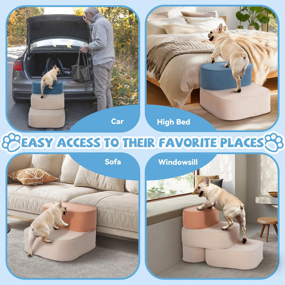 FKSLIFE escalera para perros pequeños con espuma densa y soporte reforzado.