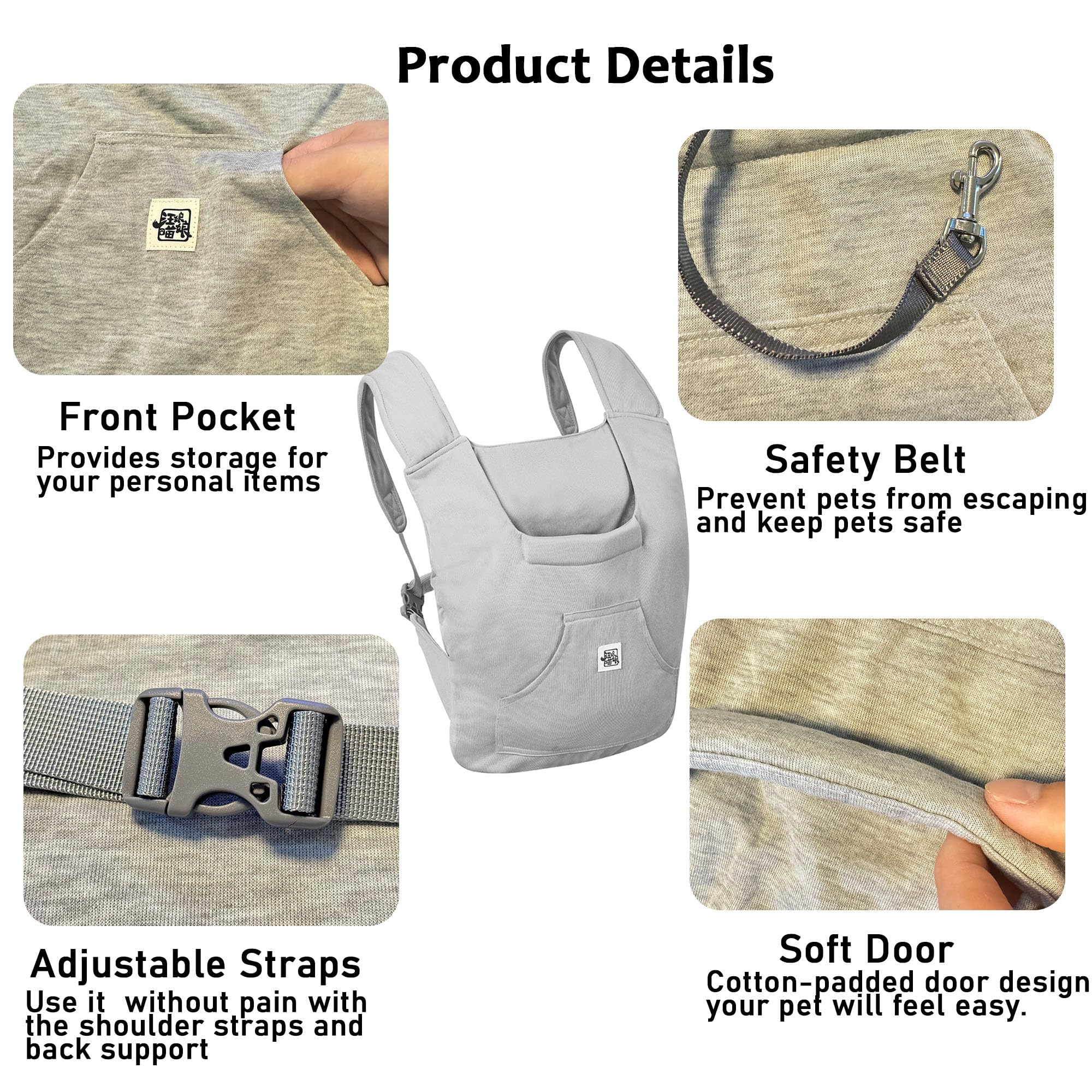 FLAdorepet porta-mascota mochila con bolsillo delantero para accesorios.