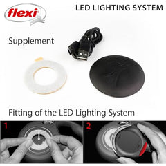 FLEXI LED: sujeción con velcro para instalación rápida en correas FLEXI