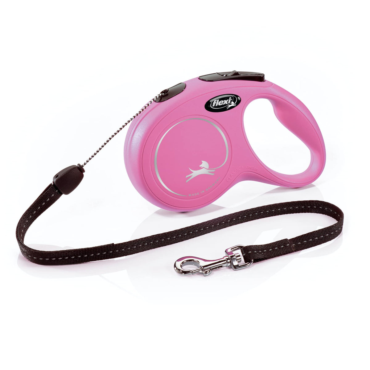 FLEXI Nueva Clásica: cuerda extensible rosa, control fiable para paseos diarios
