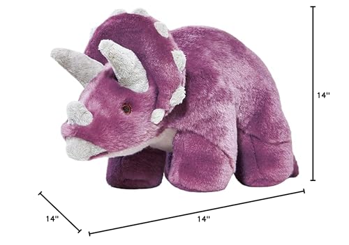 Fluff & Tuff Charlie Triceratops peluche de 14 pulgadas, cómodo para abrazar durante la tarde