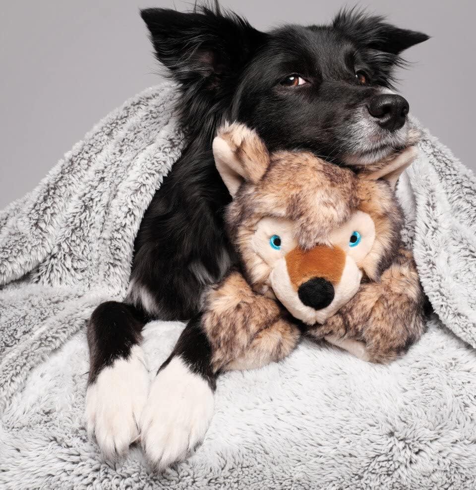 Fluff & Tuff Lobo Wolf Pup costuras dobles ocultas mantienen la forma durante juego activo