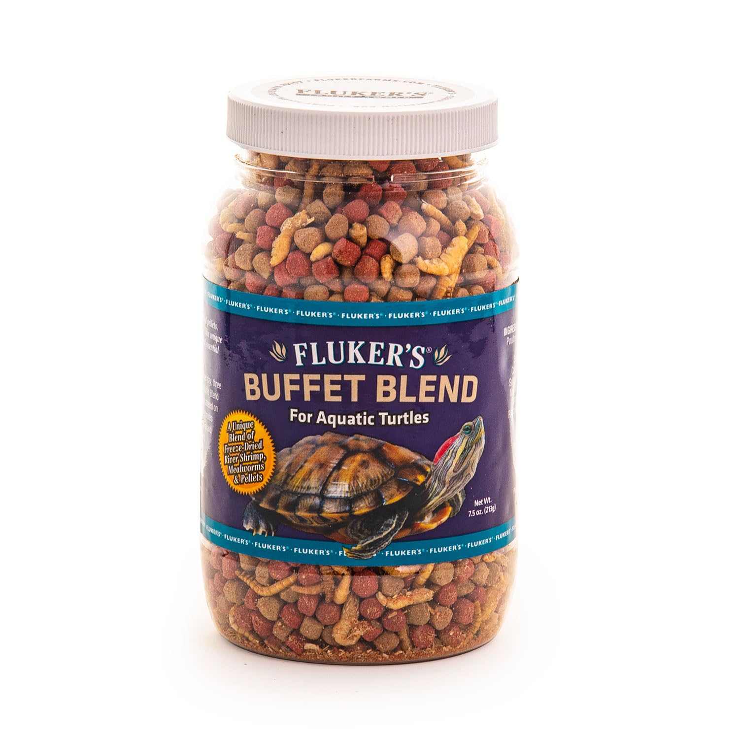 Fluker's Buffet Blend para tortugas acuáticas: alimento completo para un día saludable en el agua.