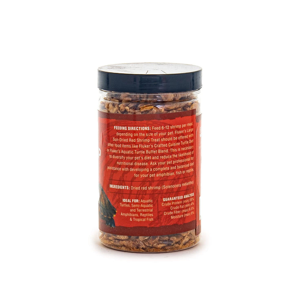 Fluker's camaron-secado-rojo-grande, complemento práctico para dietas mixtas de reptiles.