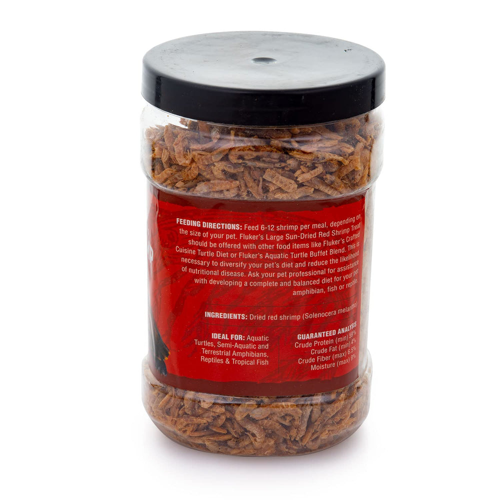 Fluker's Camarones Rojos Grandes al Sol, piezas crujientes para complementar la dieta de peces tropicales.