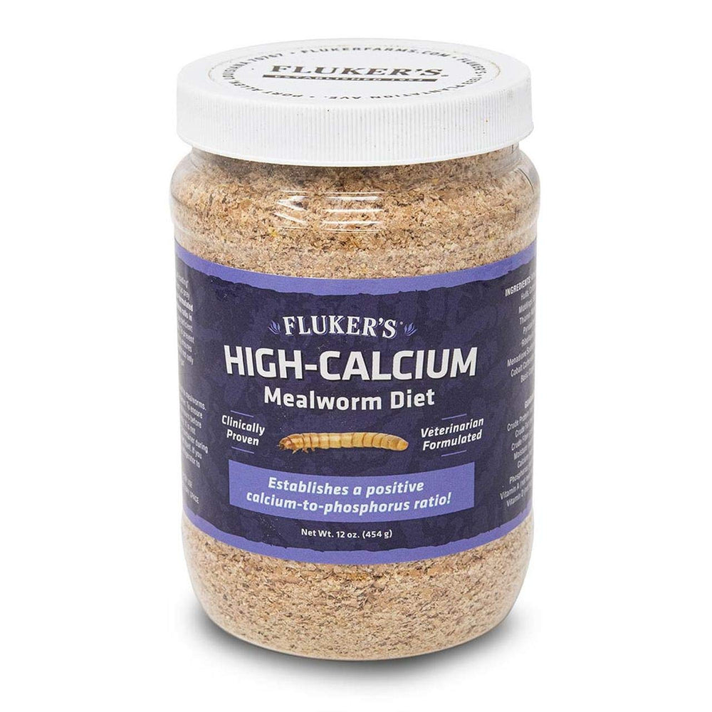 Dieta de alto calcio Fluker's para gusanos de harina, mejora la nutrición antes de la ingesta.