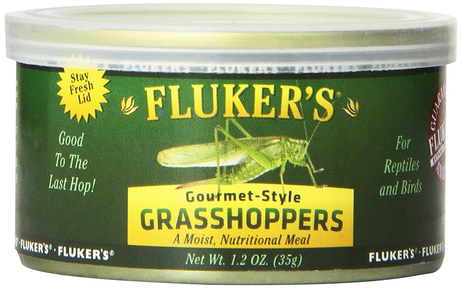 Fluker's Gourmet Lata Saltamontes 1.2oz: snack nutritivo para reptiles y aves.