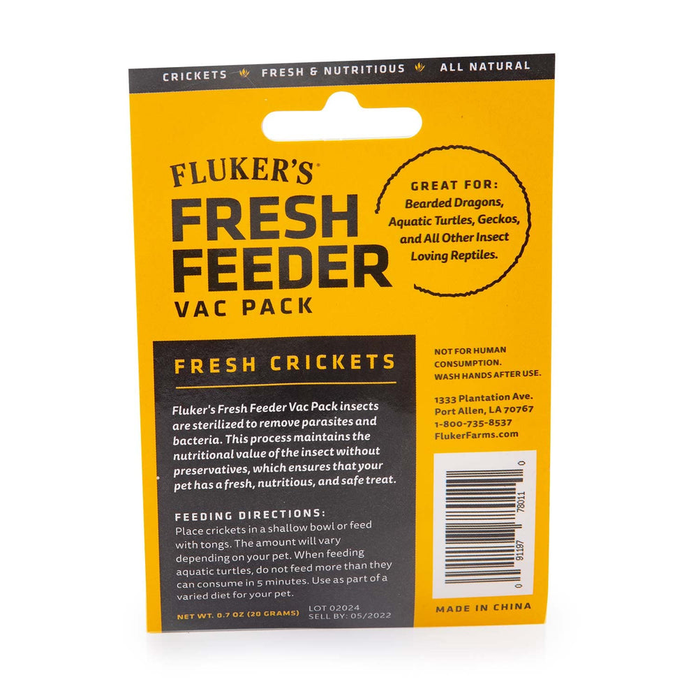Flukers Grillos sin conservantes, opción natural para mascotas pequeñas.