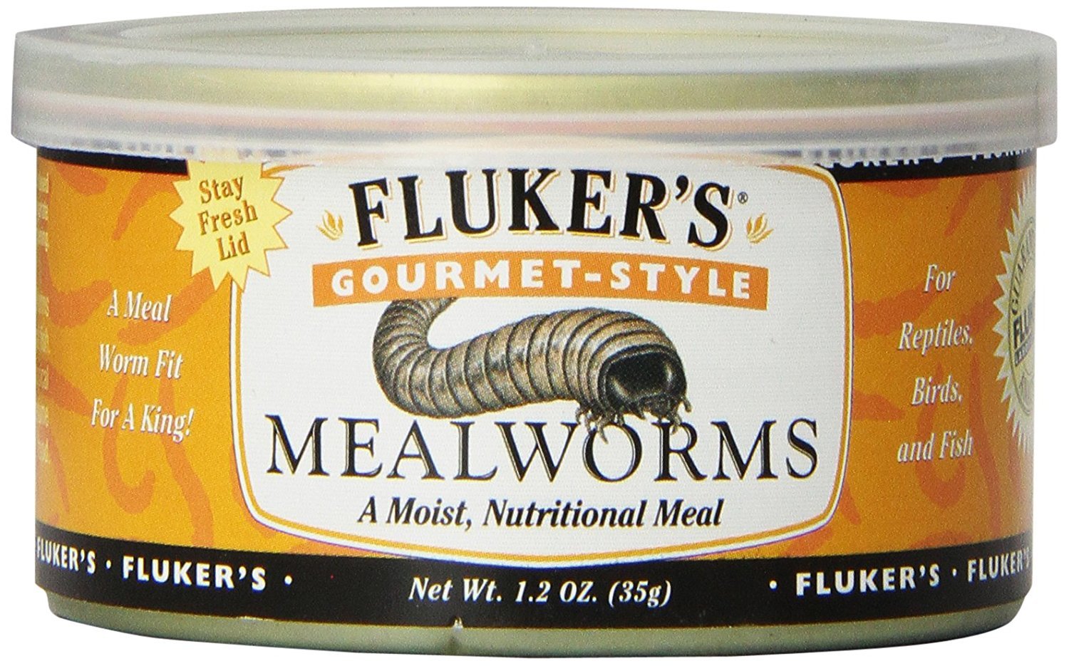 Fluker's Gusanos de Harina en Lata: comida lista para reptiles y aves.