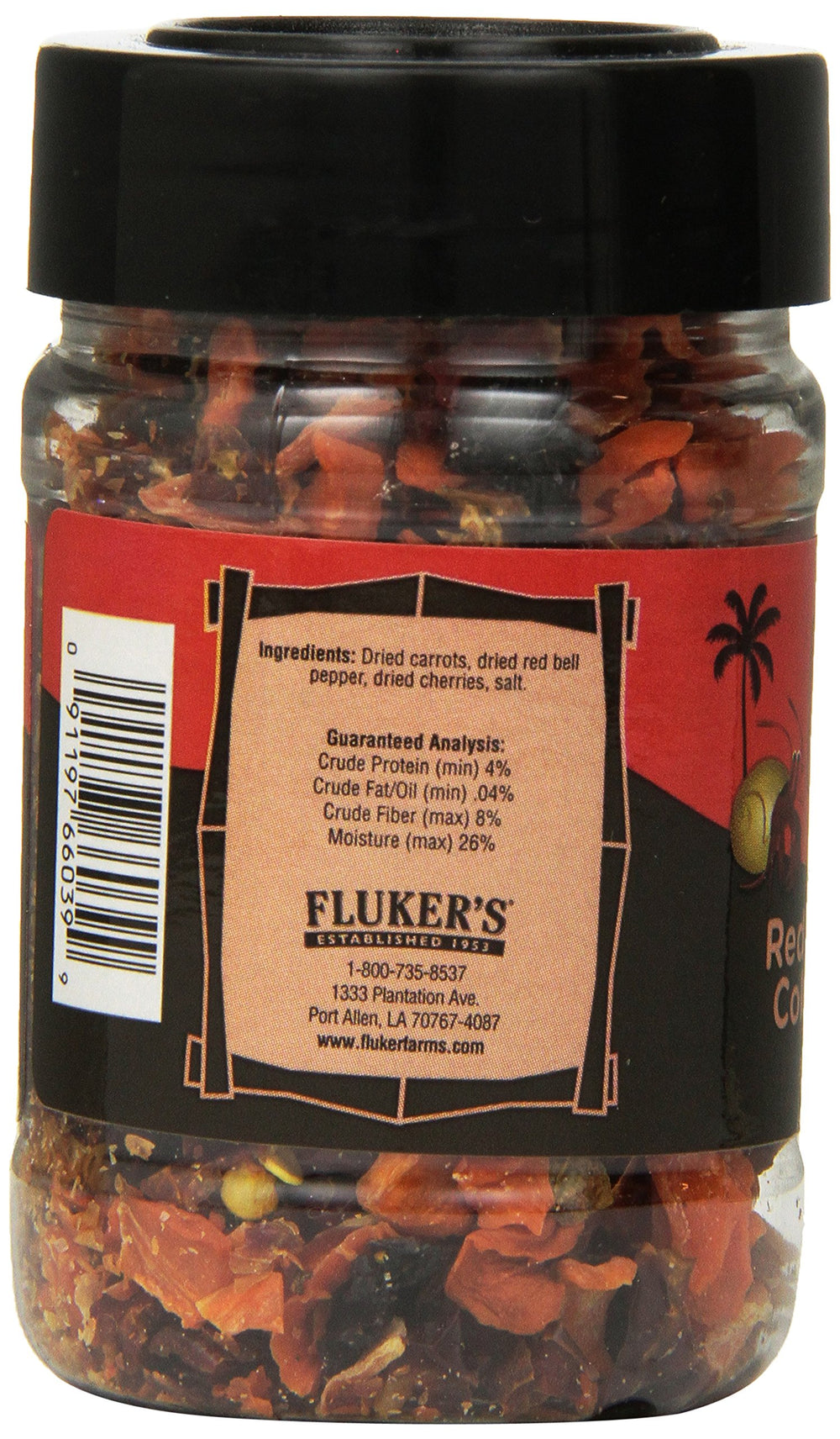 Fluker's ingredientes zanahorias secas, pigmentos naturales para realzar el color.
