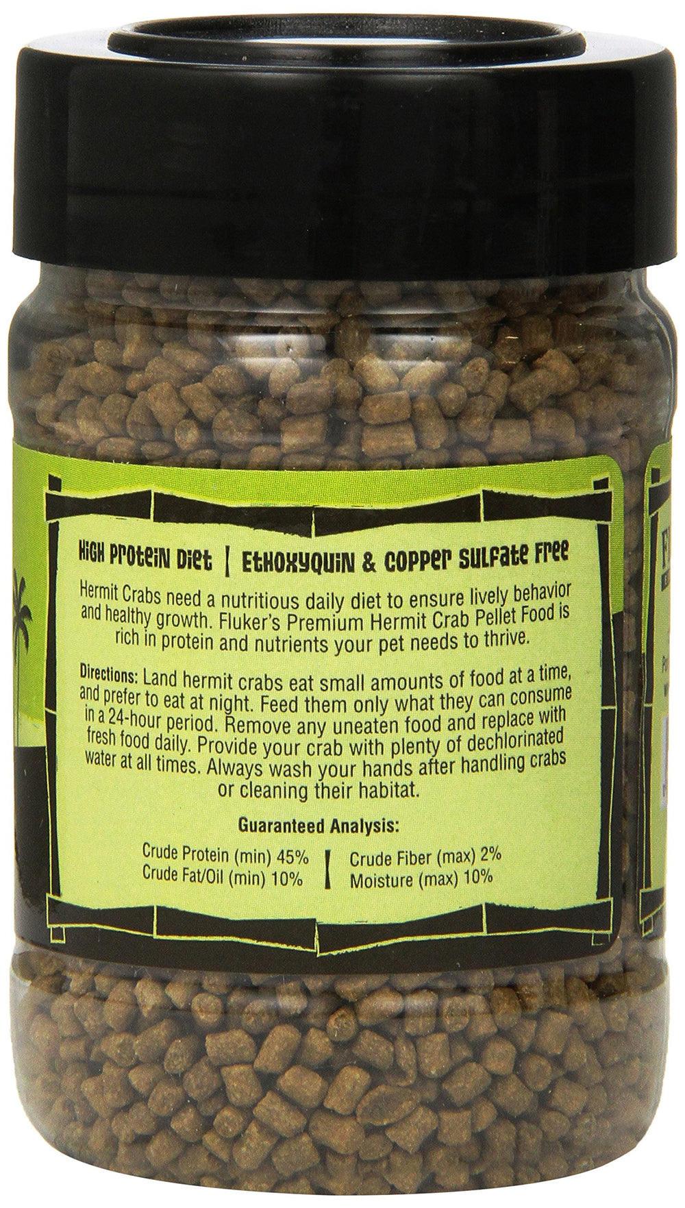 Fluker's pellets para cangrejos ermitaños nocturnos, ideal para alimentación nocturna.