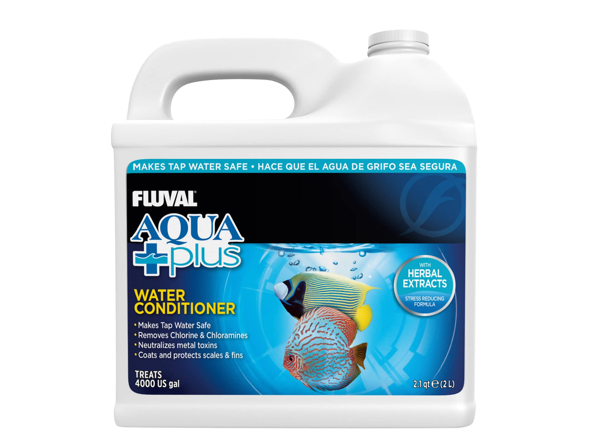 Fluval AquaPlus, vertido de botella, acondicionador para cambios de agua seguros para peces.