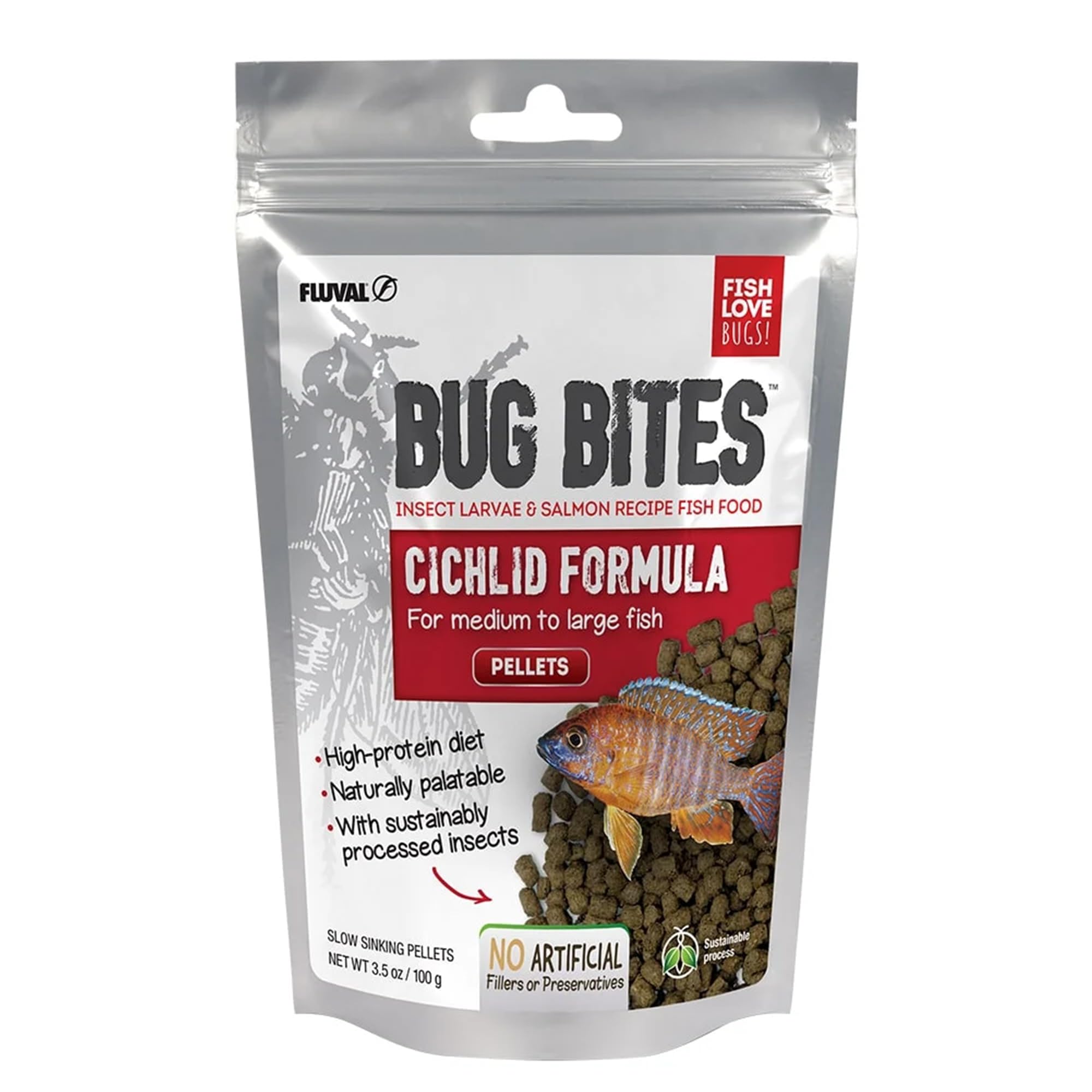 Fluval Bug Bites: larvas de mosca soldado negra para nutrición proteica sostenible de los peces.