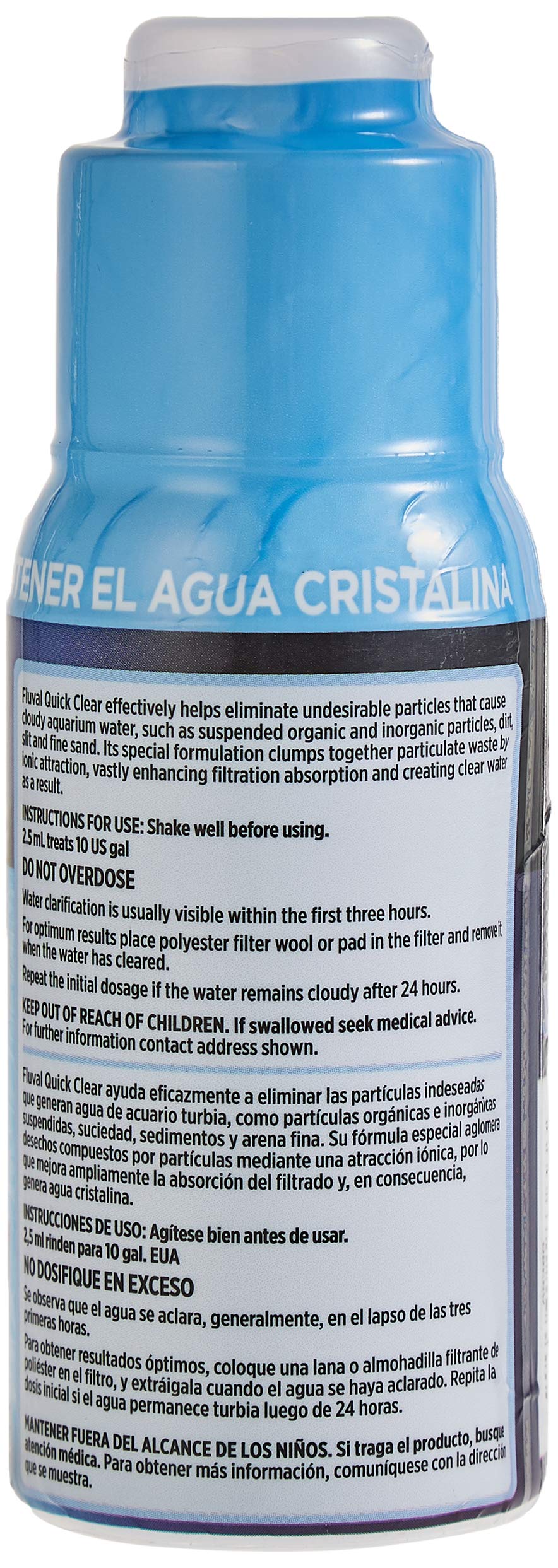 Fluval Quick Clear: envase de 4oz para tratamiento rápido del agua del acuario.