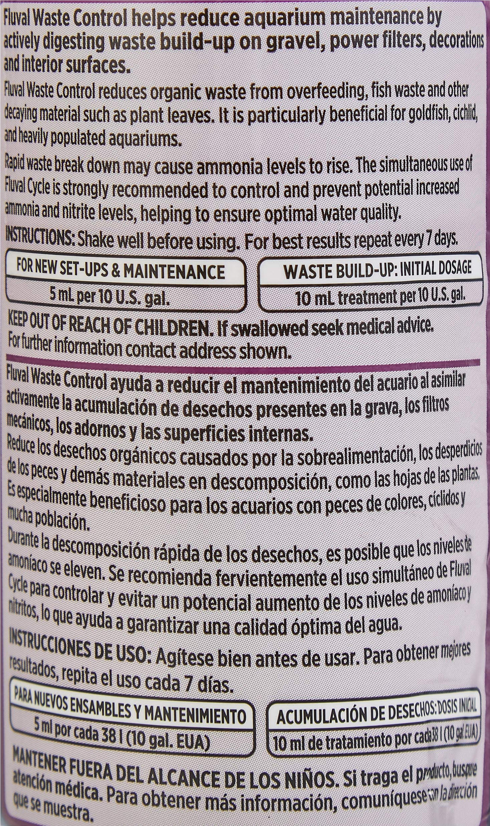 Fluval Waste Control Biological Cleaner, cuidado del acuario para agua clara y ambiente sano.