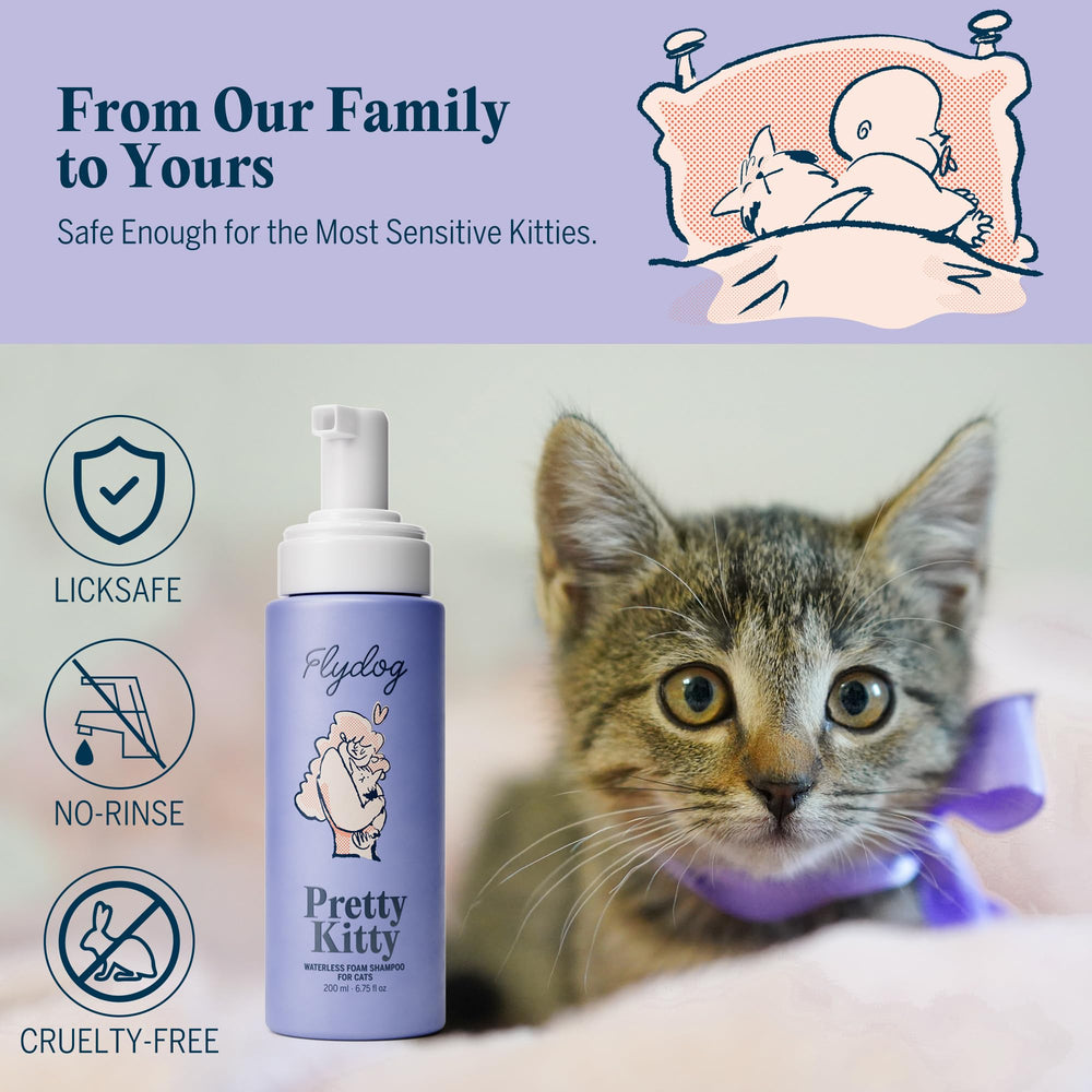 Flydog Pretty Kitty Champú Seco con aroma lavanda vainilla para sensación fresca.