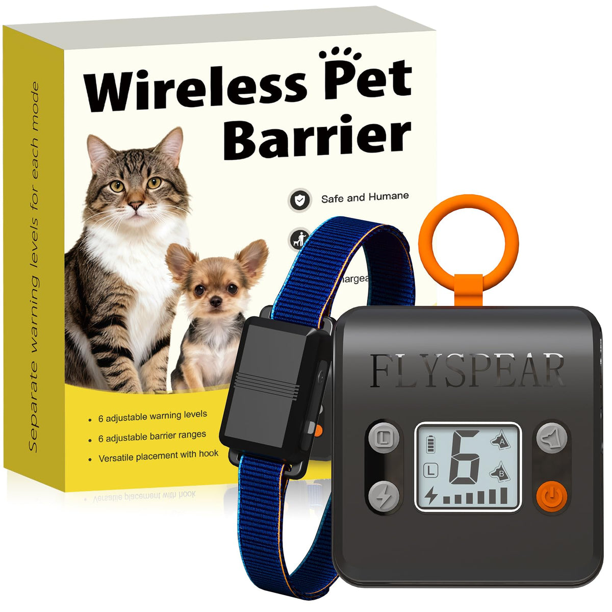 FLYSPEAR barrera inalámbrica para gato con collar ajustable, entrenamiento seguro