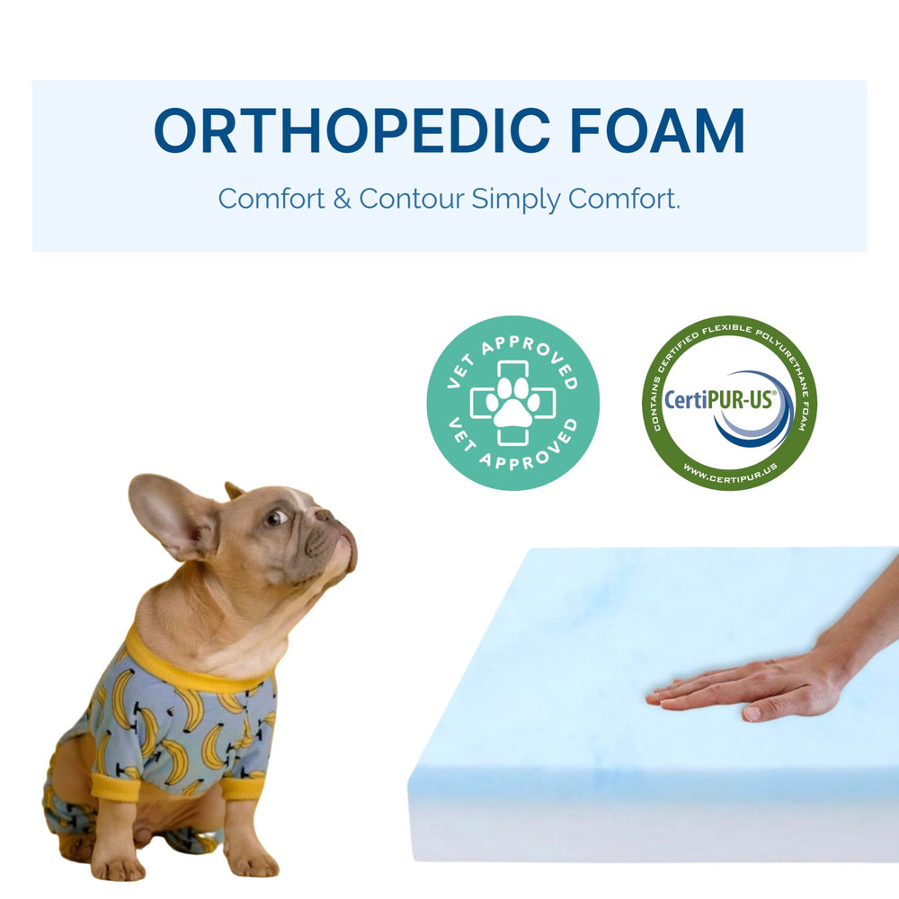 Foam Global cama mascota con espuma de doble capa, confort duradero.
