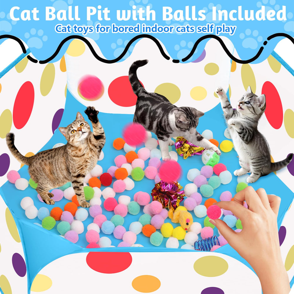 Fooind pelotas pompon para gatos, estimulan la caza y el juego activo.