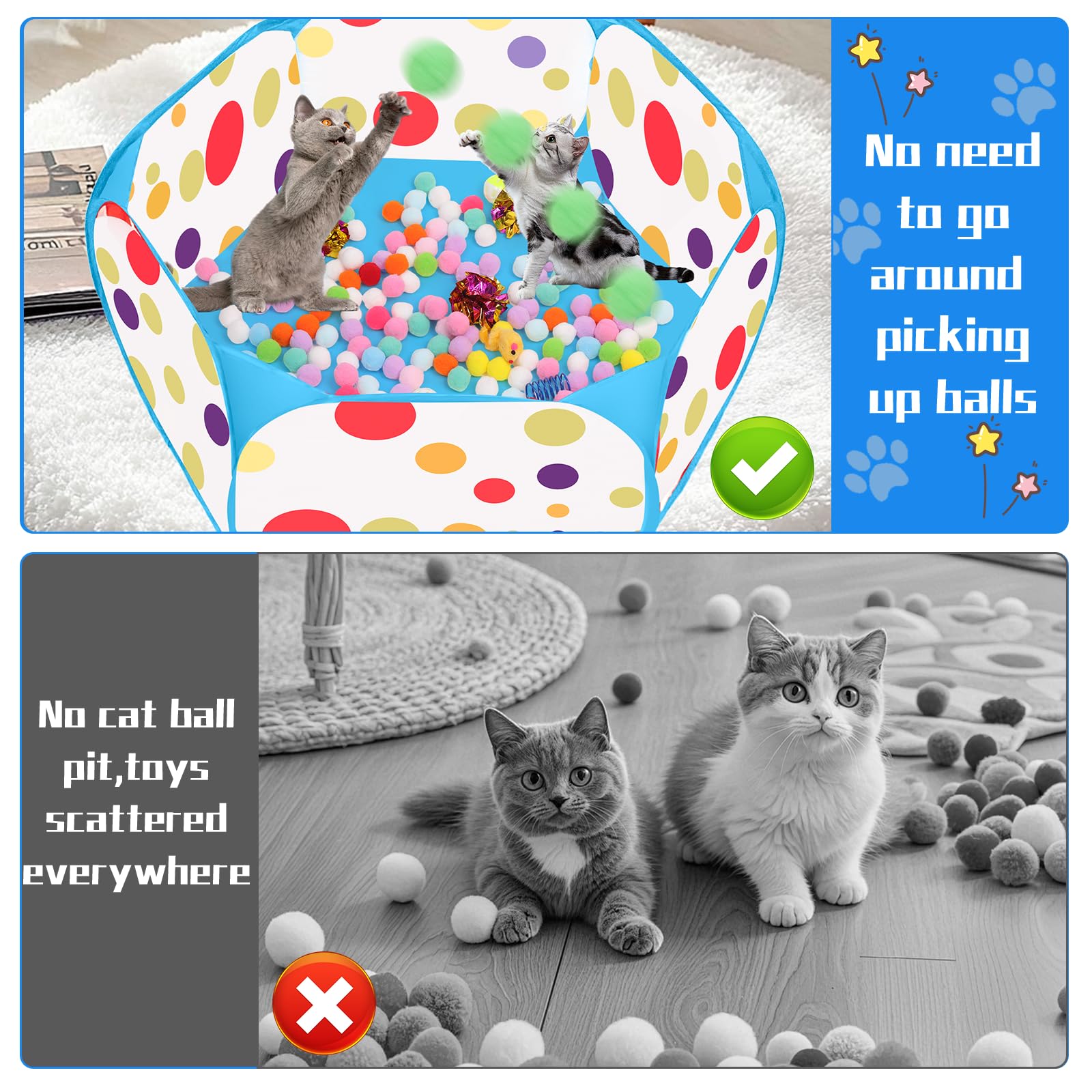 Fooind resortes-juguete para gatos, fomentan saltos y exploración.