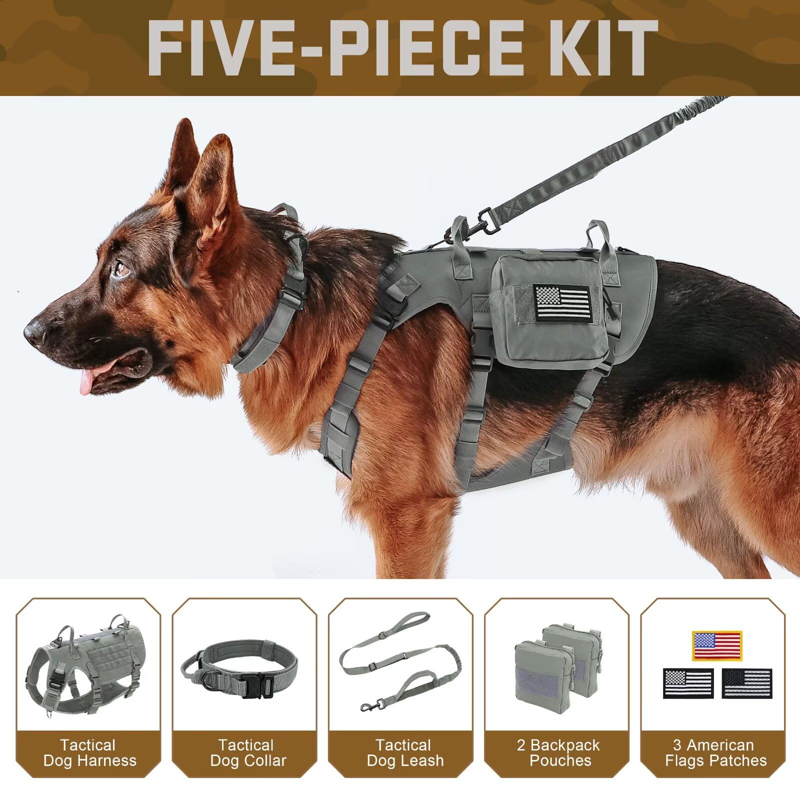 Forestpaw mochilas MOLLE para perro, ideal para guardar golosinas y equipo.