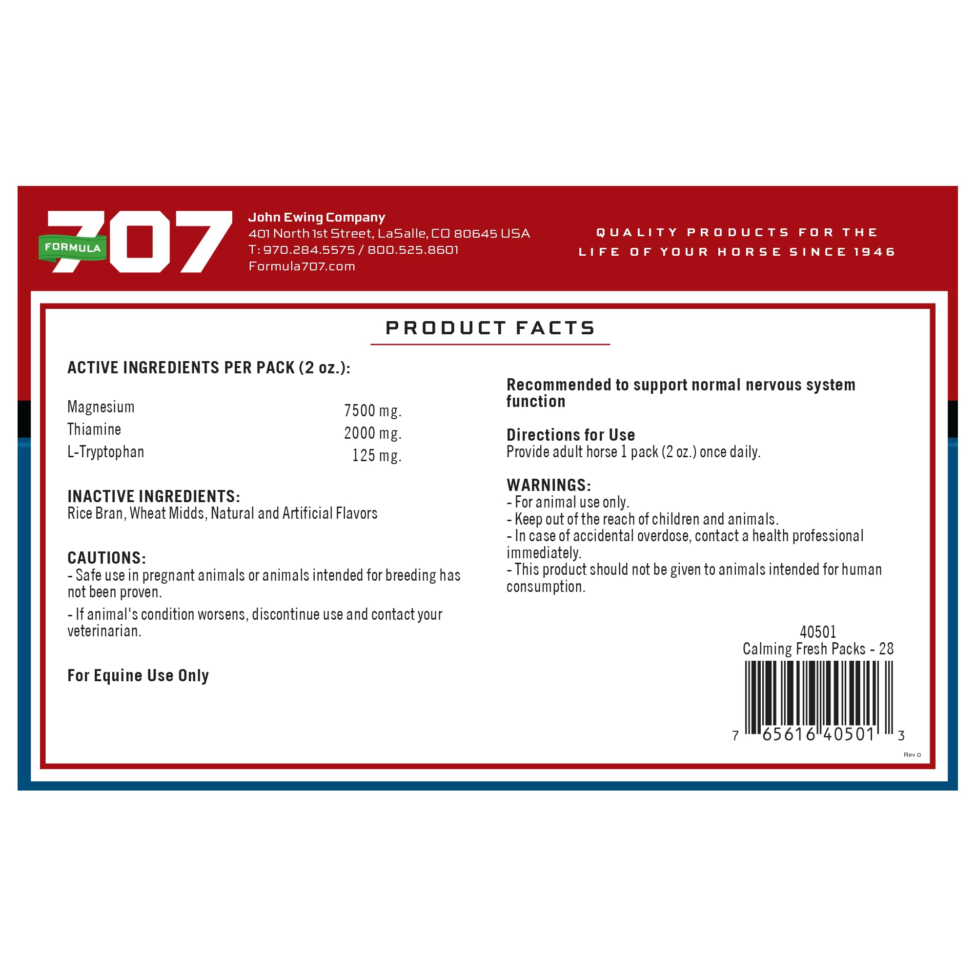 Formula 707: empaque de paquetes diarios facilita la dosificación diaria.