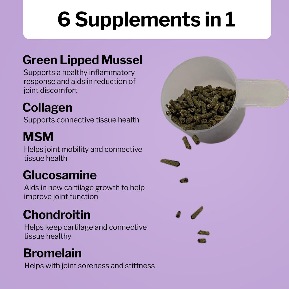 Formula 707 etiqueta muestra glucosamina, mejillón verde y colágeno