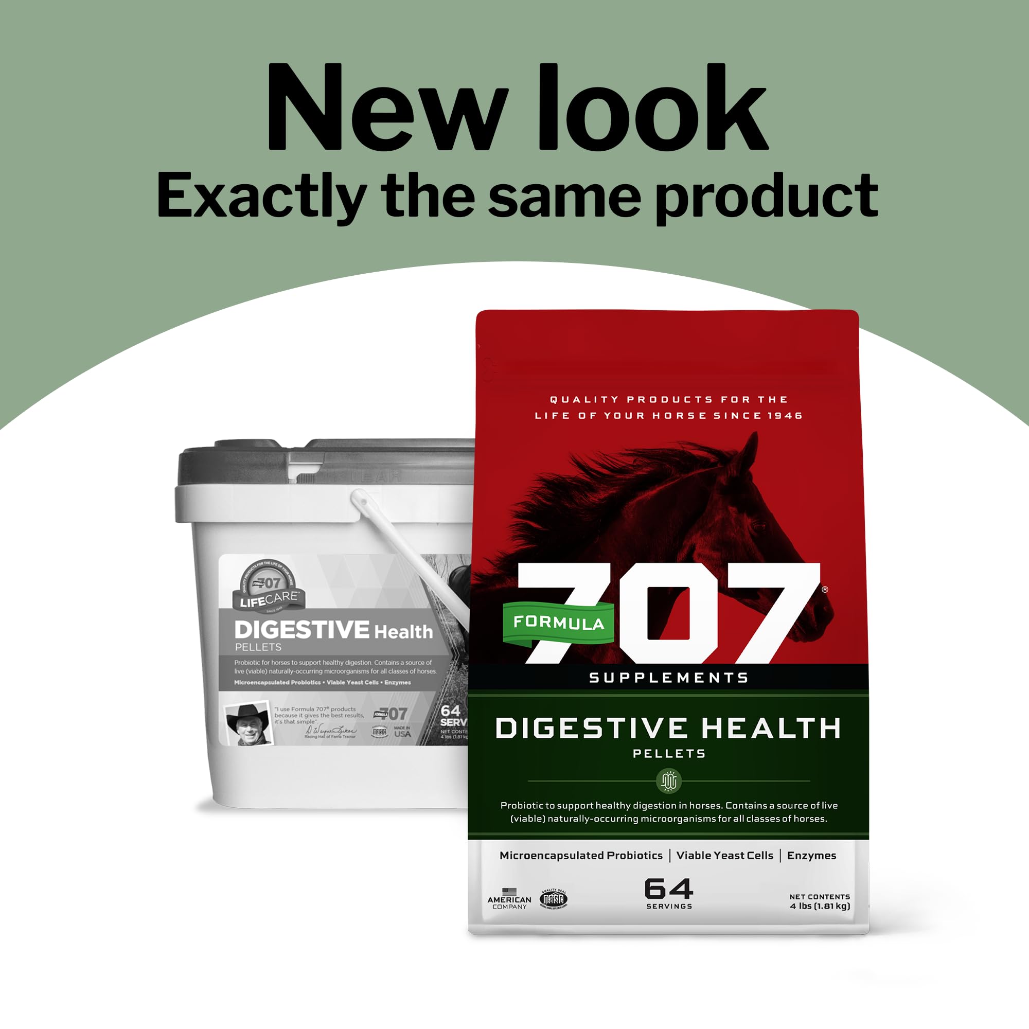 Formula 707: gránulos probióticos para caballos, enfocados en microbiota.