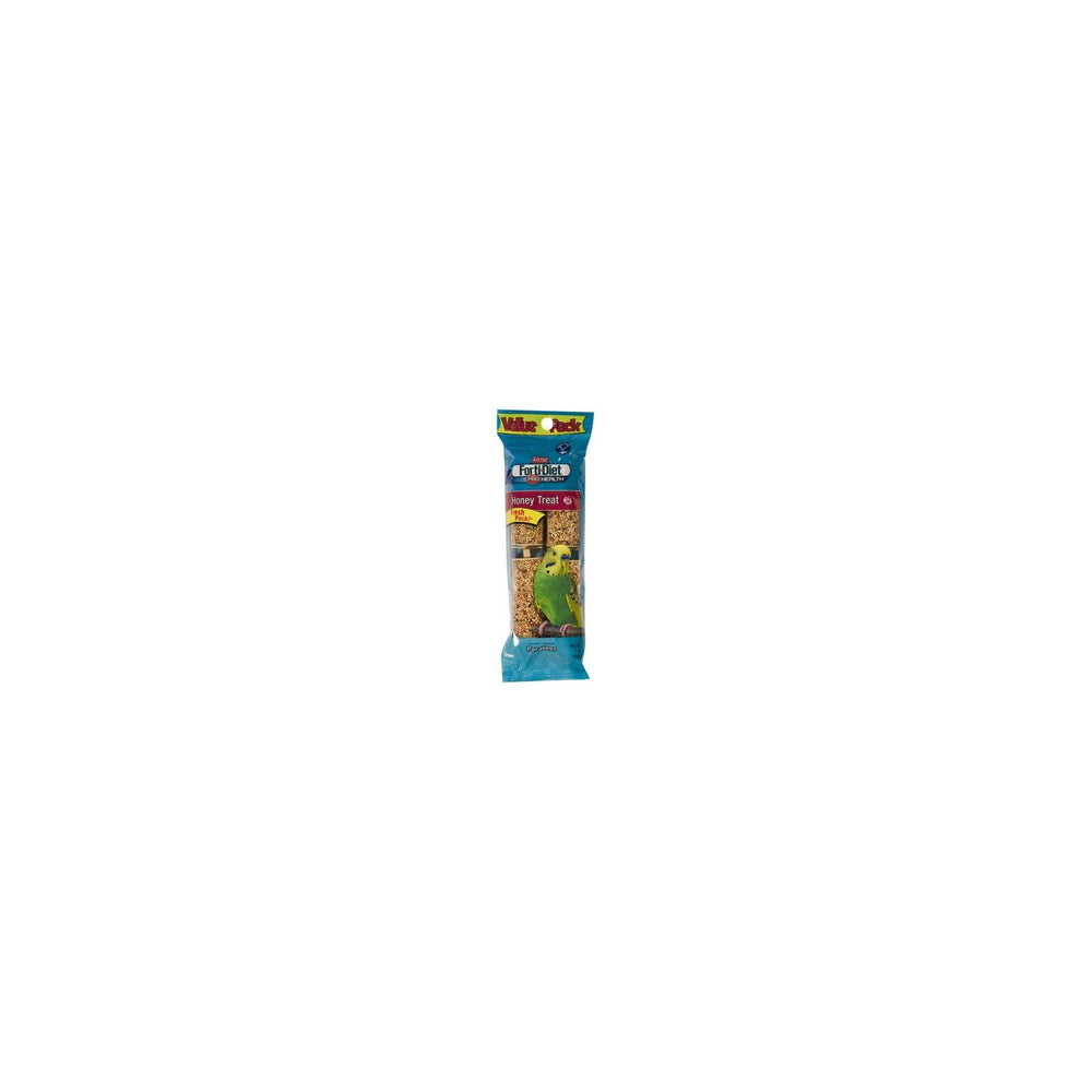Forti-Diet empaque palito miel para periquitos, snack sabroso y nutritivo.