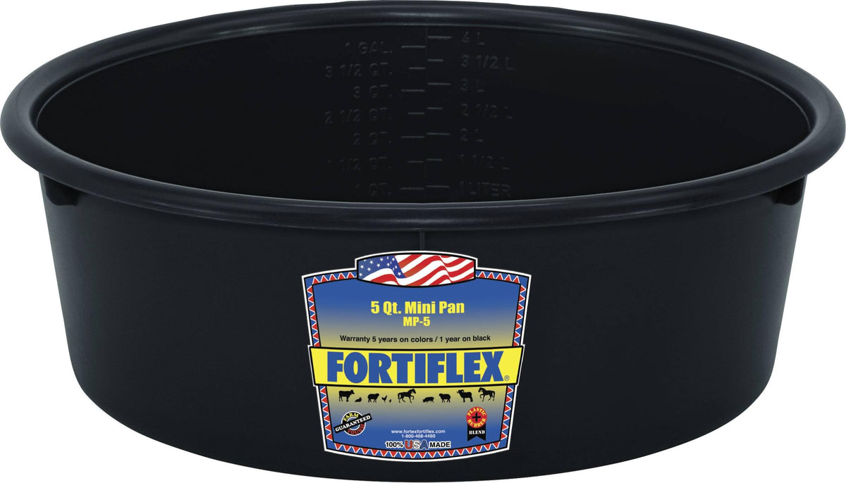 Fortiflex Mini Pan para perros y caballos, ideal para alimentación y agua en interiores o exteriores.
