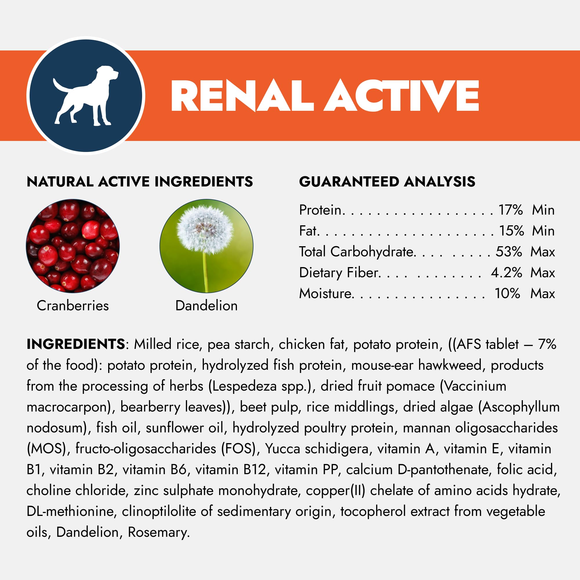 Forza10 con arándanos y diente de león para apoyar la salud renal.