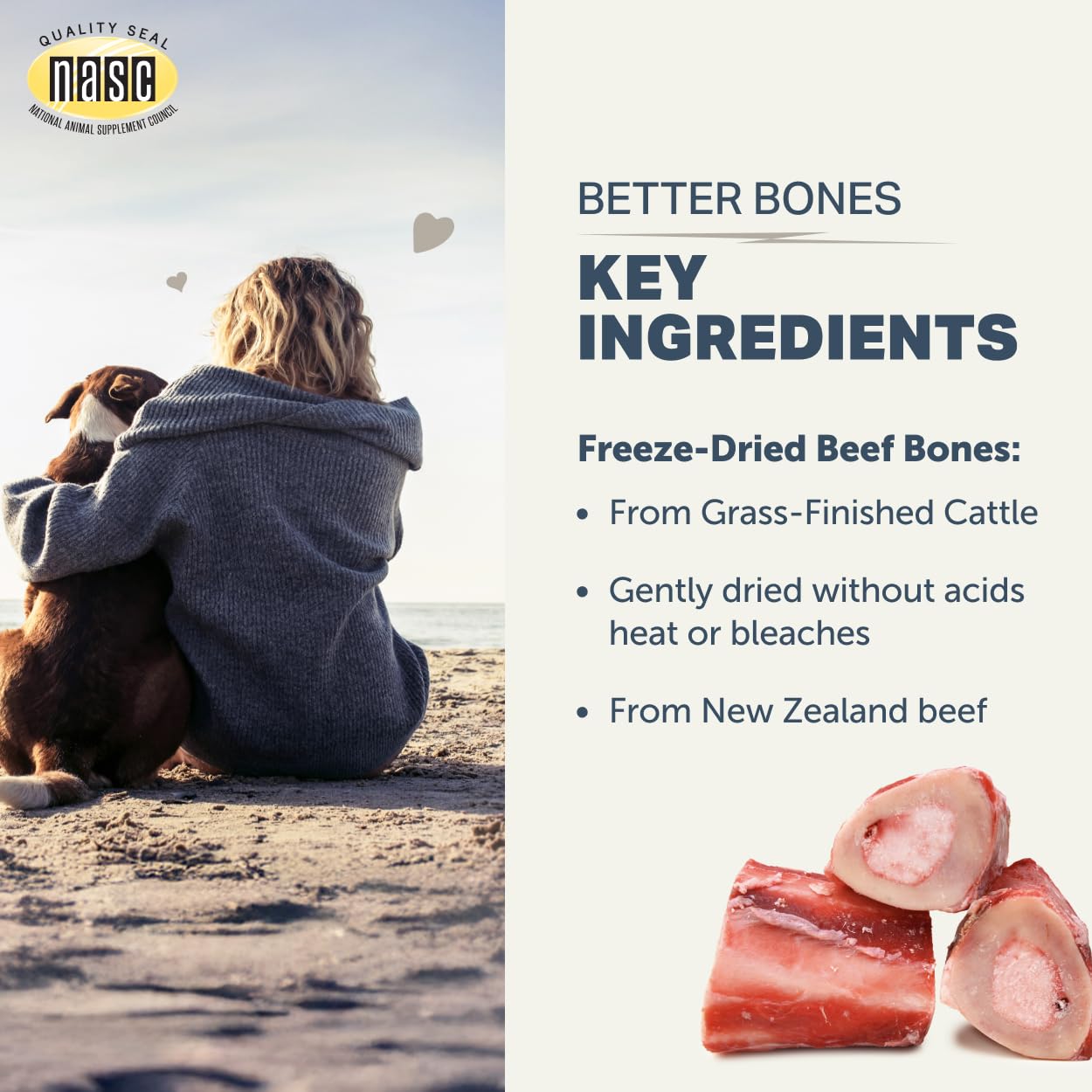 FOUR LEAF ROVER Better Bones: perro comiendo en tazón, mostrando la integración con su comida