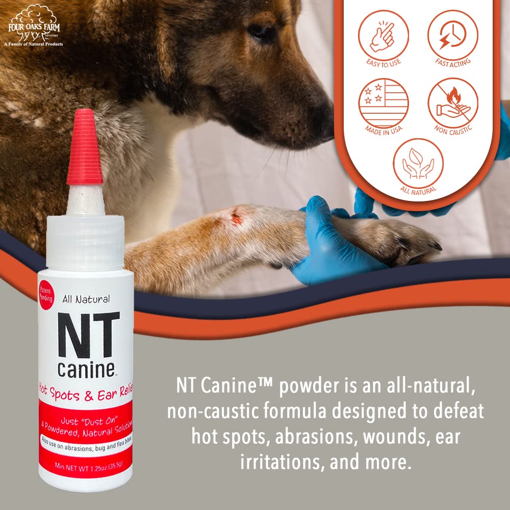 Four Oaks Farm Ventures NT Canine Dry Powder, polvo dentro de la oreja para irritaciones.