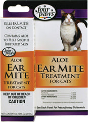 Four Paws Aloe Ear Mite Treatment para gatos, botella, uso rápido al contacto