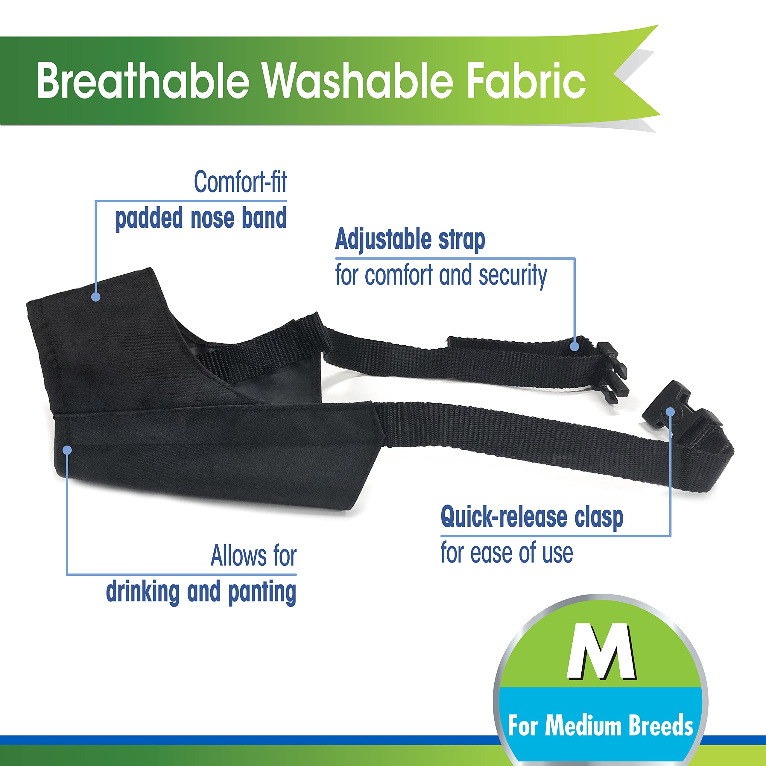 Bozal transpirable de nylon lavable Four Paws Walk-About ideal para uso diario.