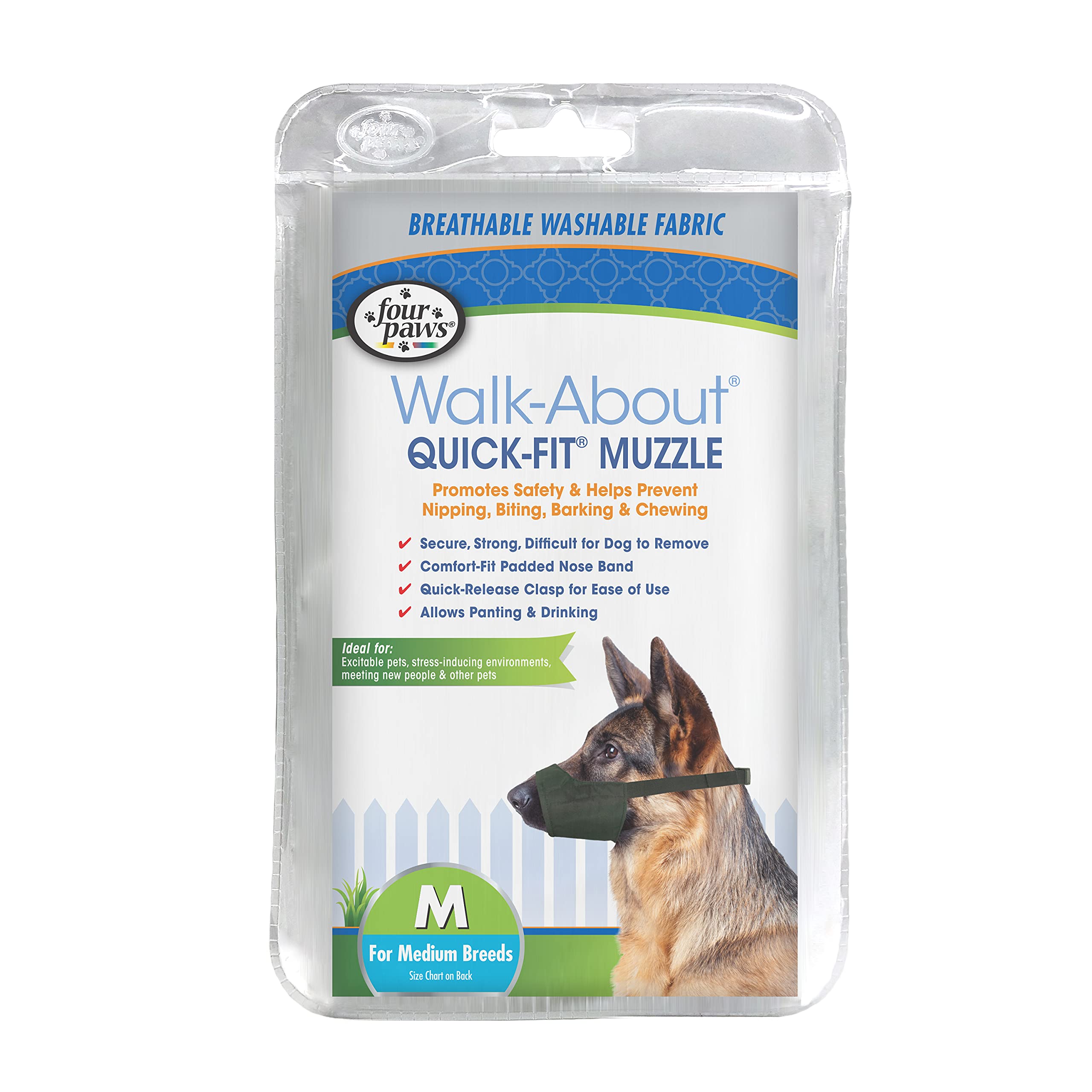 Bozal Walk-About de Four Paws para perros medianos, cómodo y seguro.