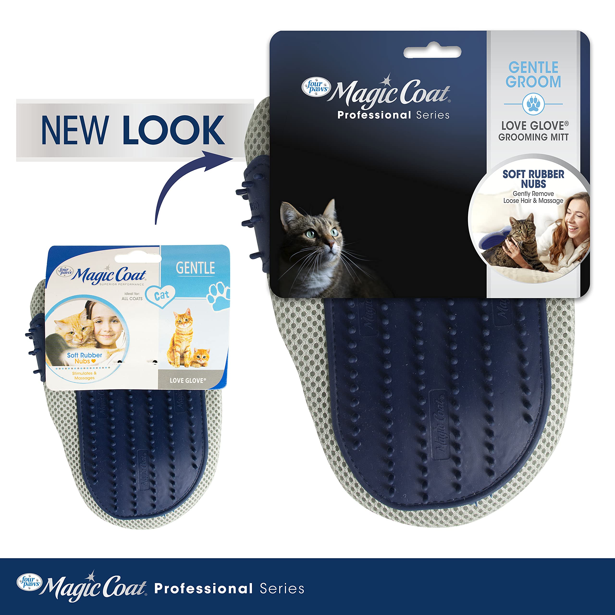 Four Paws Love Glove, nubs-goma, deslanado eficiente para felinos de todas las tallas