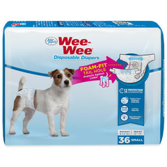Pañal Four Paws Wee-Wee ajustable para cintura 12-15 pulgadas, ajuste cómodo.