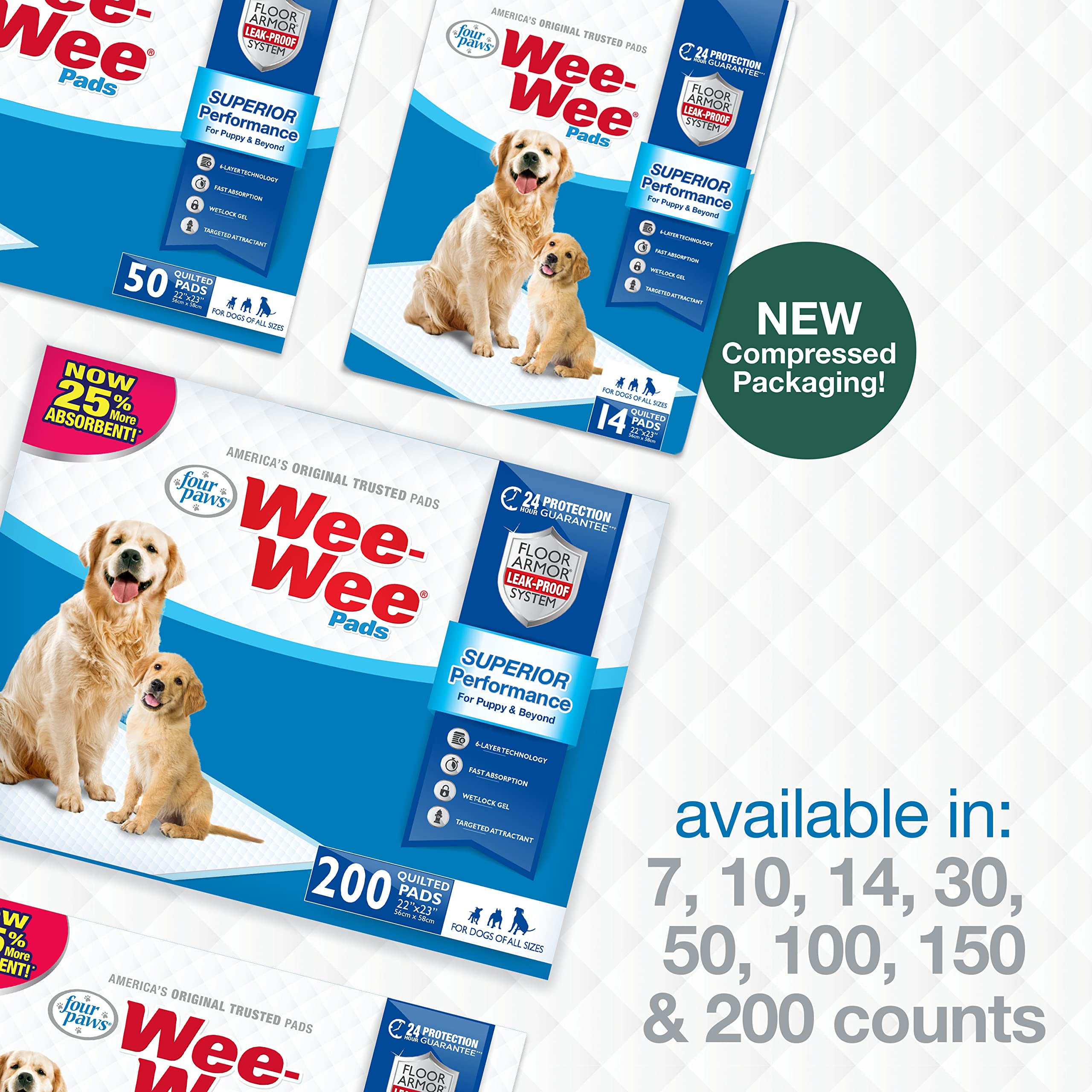 Four Paws Wee-Wee pad medidas 22x23 pulgadas para perros medianos y grandes.