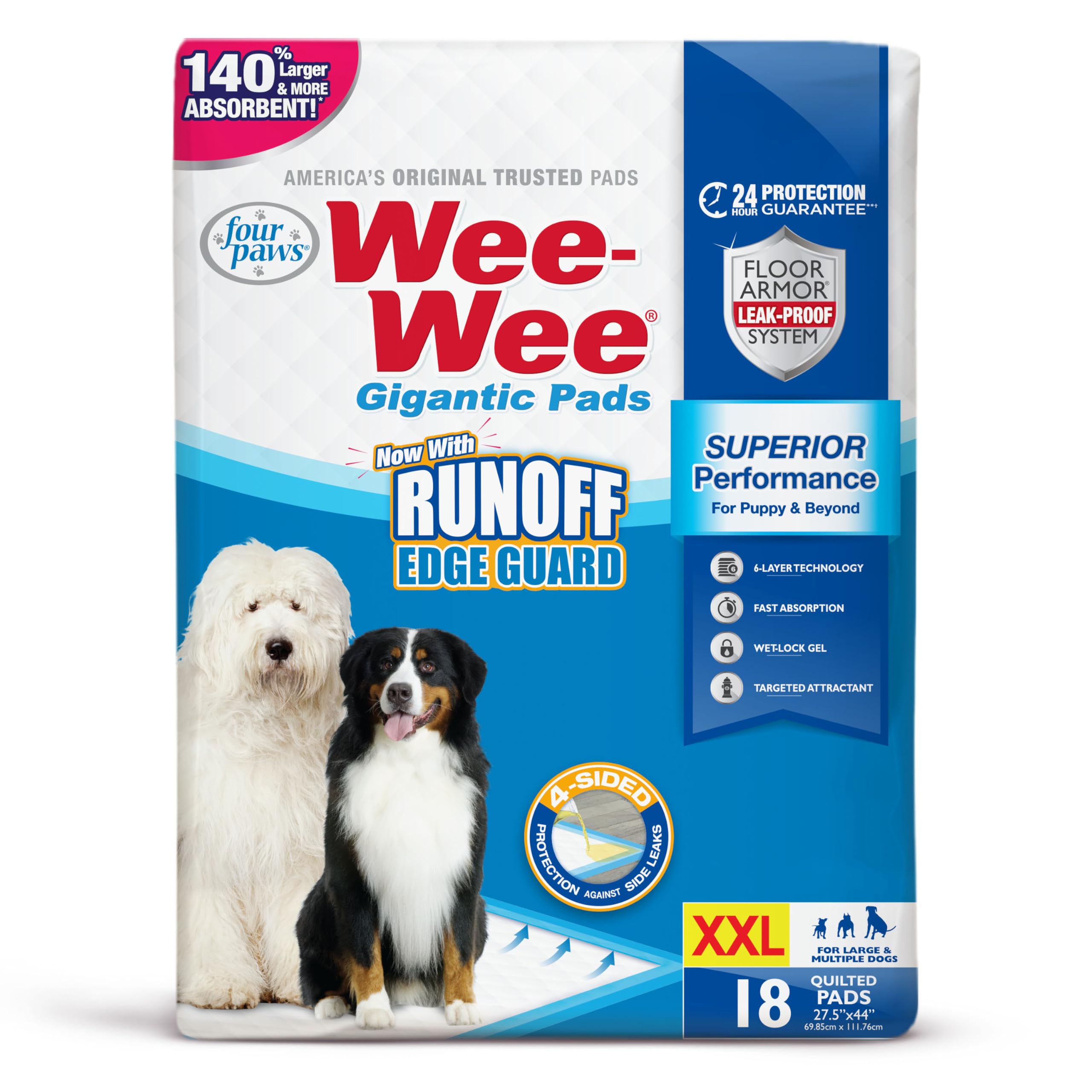 Paquete de 18 tapetes Wee-Wee de Four Paws para sesiones de entrenamiento.